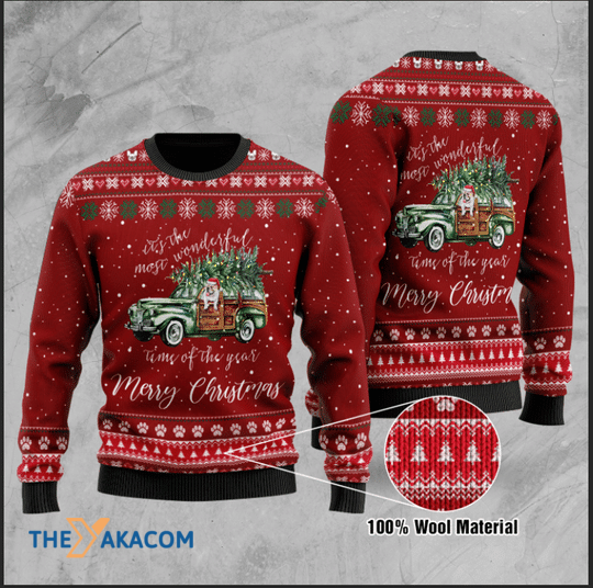 Merry Xmas Awesome Pitbull It's The Most Wonderful Time Gift For Christmas Party Ugly Christmas Sweater