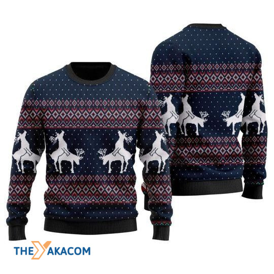 Merry Xmas Awesome Reindeer Funny And Awesome Pattern Ugly Christmas Sweater