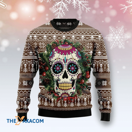 Merry Xmas Awesome Sugar Skull Gift For Christmas Party Ugly Christmas Sweater