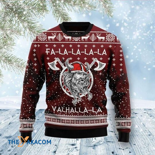 Merry Xmas Awesome Viking Fa La La La Gift For Christmas Party Ugly Christmas Sweater