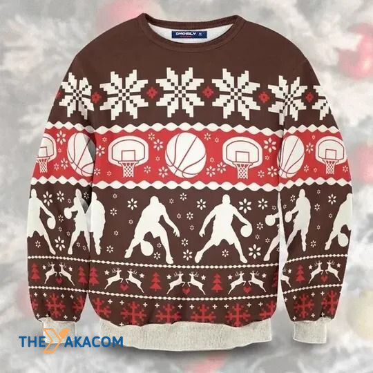 Merry Xmas Basketball Merry Swishmas Awesome Pattern Ugly Christmas Sweater