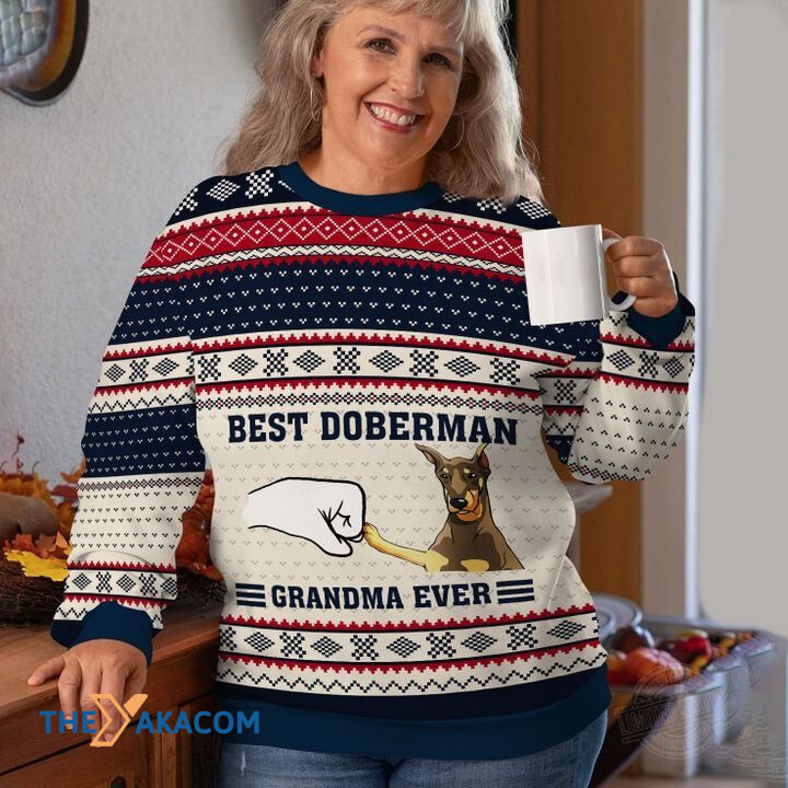 Merry Xmas Best Doberman Grandma Ever Awesome Gift For Dog Lovers Ugly Christmas Sweater