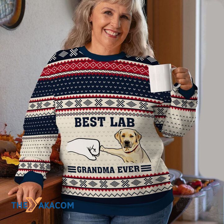 Merry Xmas Best Lab Grandma Ever Awesome Gift For Dog Lovers Ugly Christmas Sweater