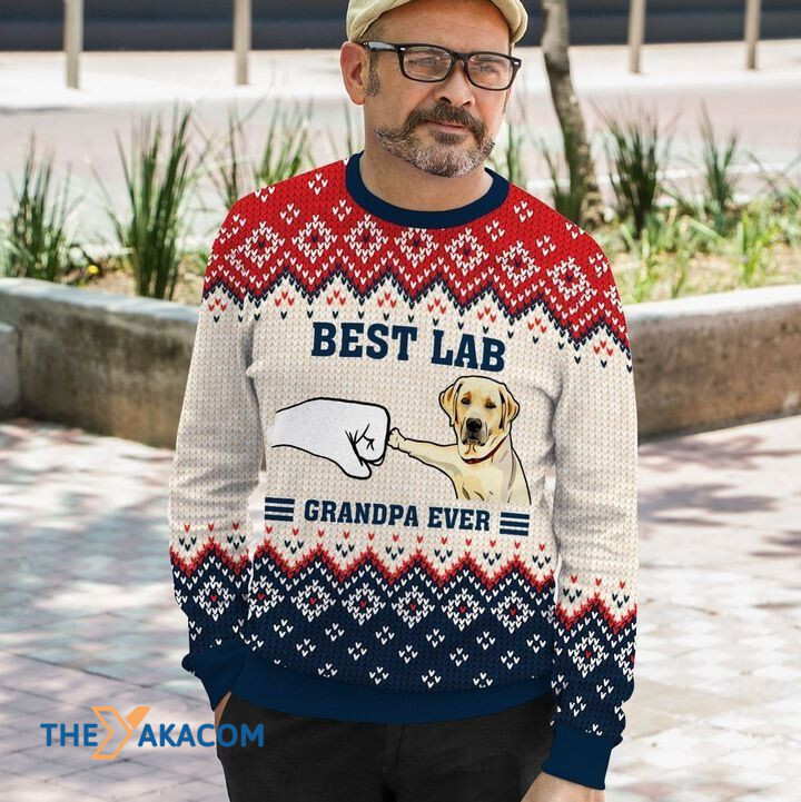 Merry Xmas Best Labrador Grandpa Ever Awesome Gift For Dog Lovers Ugly Christmas Sweater