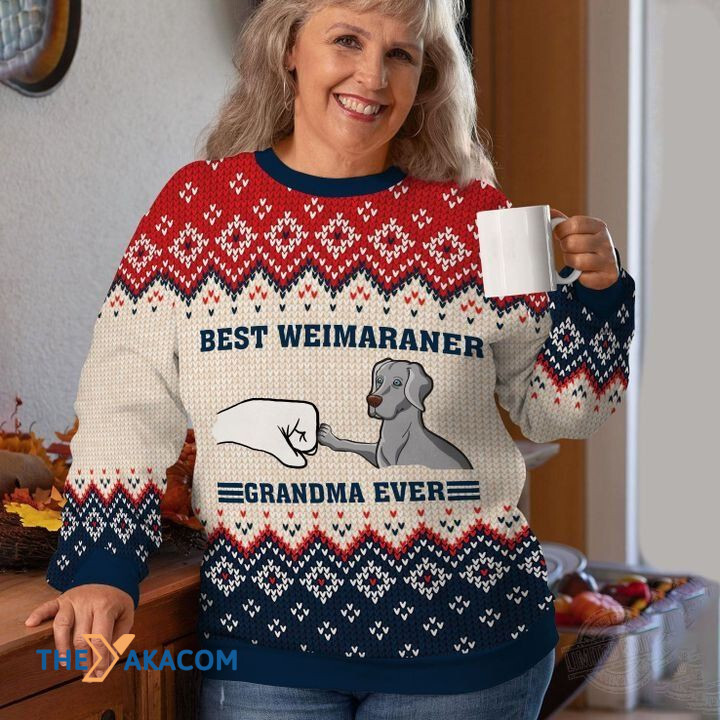 Merry Xmas Best Weimaraner Grandma Ever Awesome Gift For Dog Lovers Ugly Christmas Sweater