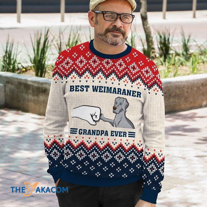 Merry Xmas Best Weimaraner Grandpa Ever Awesome Gift For Dog Lovers Ugly Christmas Sweater