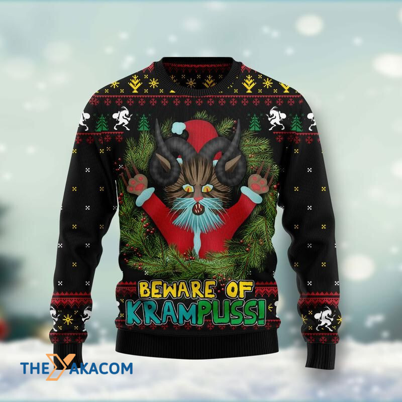 Merry Xmas Beware Of Krampuss Cat Awesome Gift For Christmas Ugly Christmas Sweater