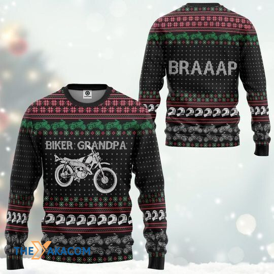 Merry Xmas Biker Grandpa Braaap Gift For Christmas Party Ugly Christmas Sweater