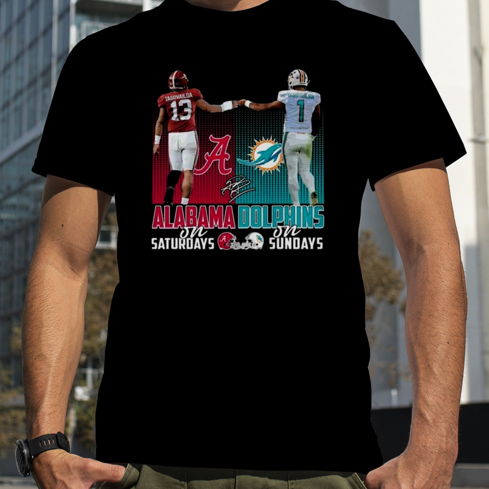 Alabama On Saturdays And Dolphins On Sundays Signature T-shirt