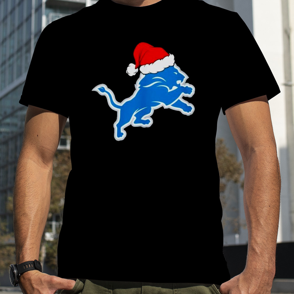 Detroit Lions logo Santa Hat Christmas 2023 Shirt