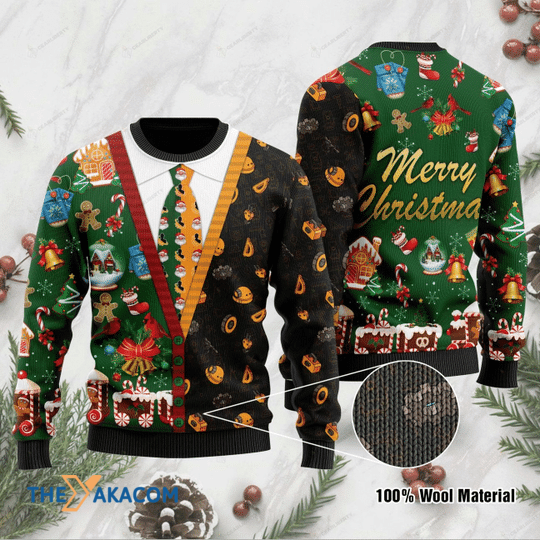 Merry Xmas Black And Green Engineer Gift For Christmas Party Ugly Christmas Sweater