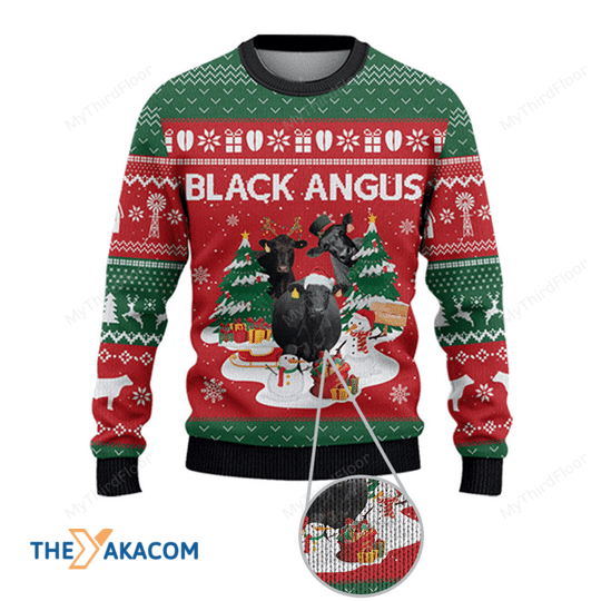 Merry Xmas Black Angus Cattle Family Awesome Gift For Christmas Ugly Christmas Sweater