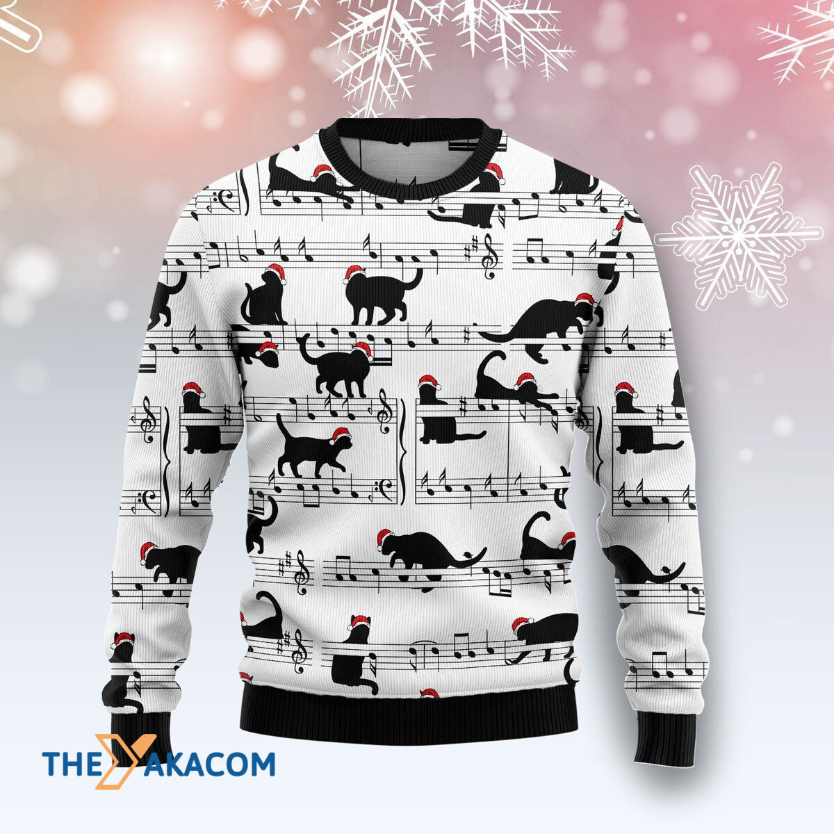 Merry Xmas Black Cat Christmas Music Notes Awesome Gift For Christmas Ugly Christmas Sweater