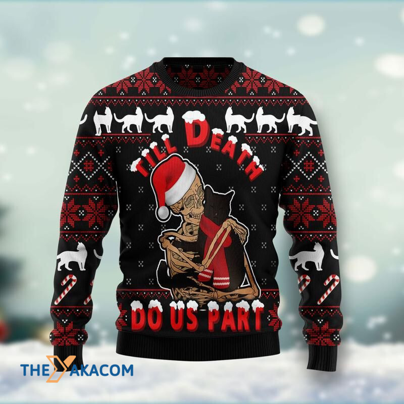 Merry Xmas Black Cat Till Death Do Us Part Awesome Gift For Christmas Ugly Christmas Sweater