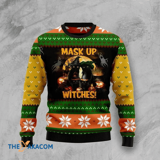 Merry Xmas Black Cat Witches Gift For Christmas Party Ugly Christmas Sweater