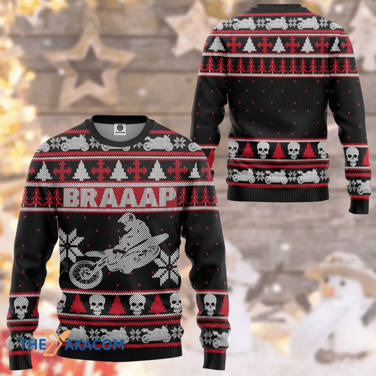 Merry Xmas Braaap Dirt Bike Gift For Christmas Party Ugly Christmas Sweater