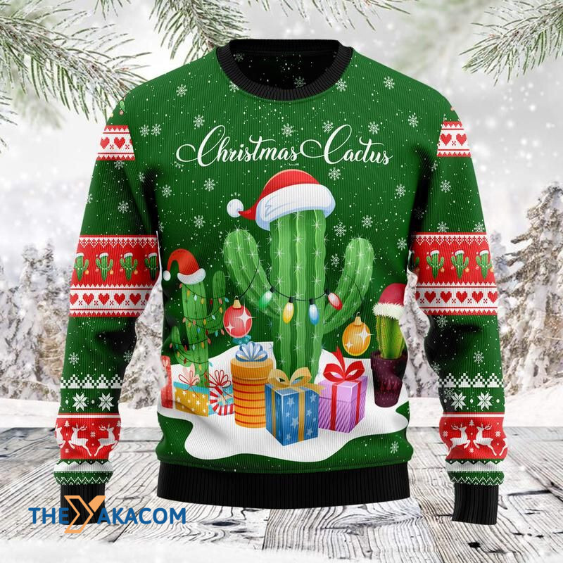 Merry Xmas Cactus With Lots Of Gifts Awesome Gift For Christmas Ugly Christmas Sweater