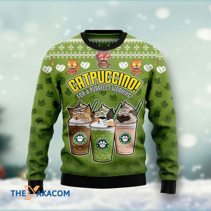 Merry Xmas Cat Coffee For A Perfect Morning Awesome Gift For Christmas Ugly Christmas Sweater