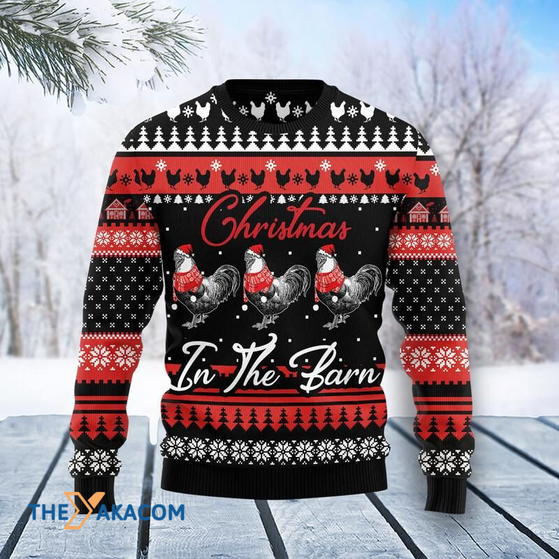 Merry Xmas Chicken Farm In The Barn Awesome Gift For Christmas Ugly Christmas Sweater