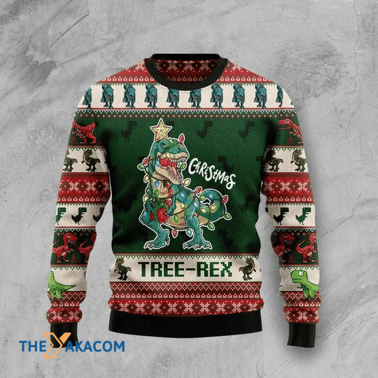 Merry Xmas Christmas Tree Rex Gift For Christmas Party Ugly Christmas Sweater