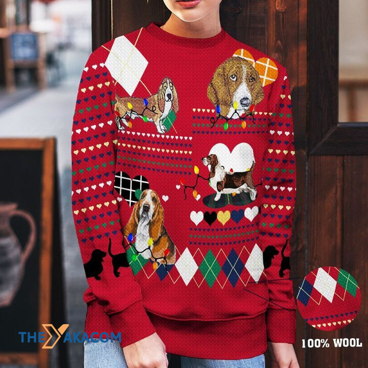 Merry Xmas Colorful And Amazing Basset Hound Awesome Gift For Dog Lovers Ugly Christmas Sweater