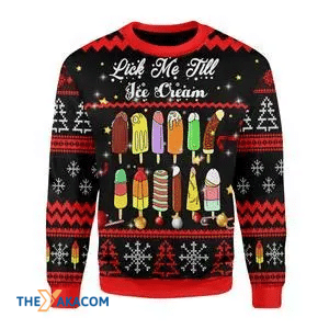 Merry Xmas Colorful And Funny Lick Me Till Ice Cream Gift For Christmas Party Ugly Christmas Sweater