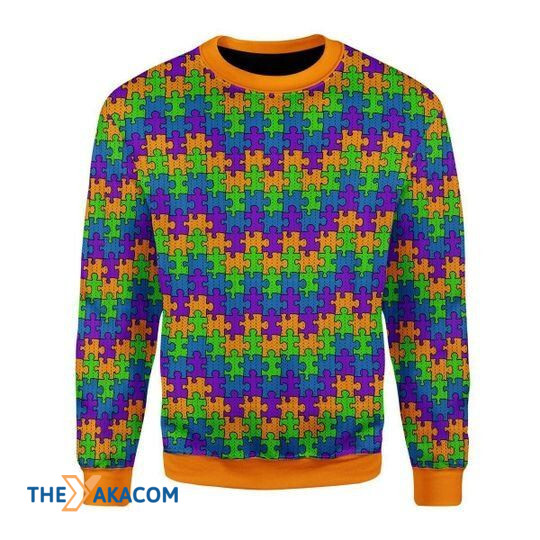 Merry Xmas Colorful And Hopeful Autism Gift For Christmas Party Ugly Christmas Sweater