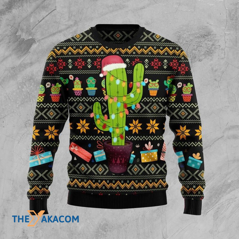 Merry Xmas Colorful Cactus Awesome Gift For Christmas Ugly Christmas Sweater