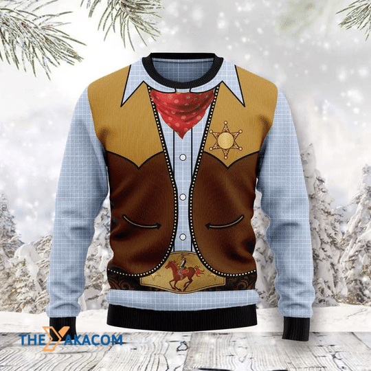 Merry Xmas Cowboy Costume Gift For Christmas Party Ugly Christmas Sweater