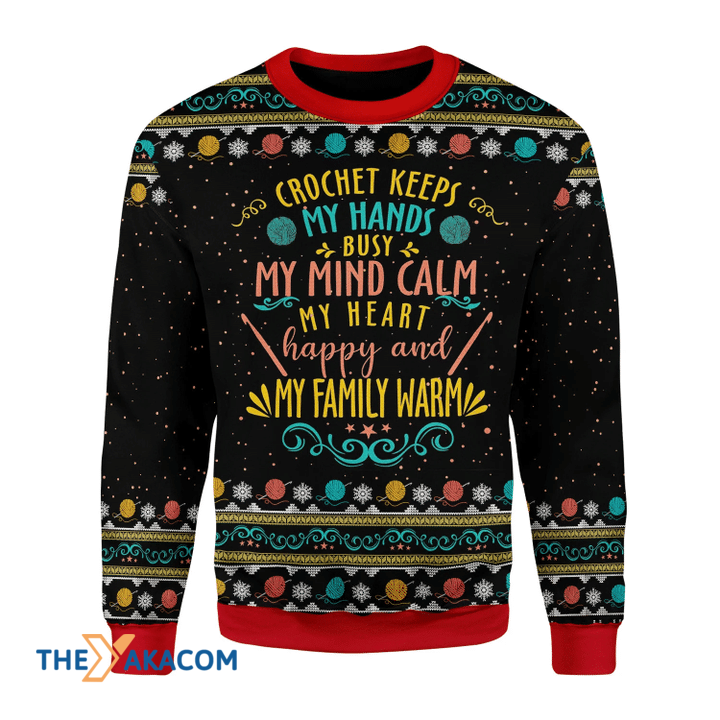 Merry Xmas Crochet Keep My Hand Busy Awesome Gift For Christmas Ugly Christmas Sweater