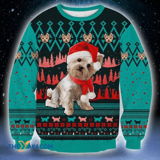 Merry Xmas Cute Yorkshire Terrier Santa Claus Gift For Christmas Party Ugly Christmas Sweater