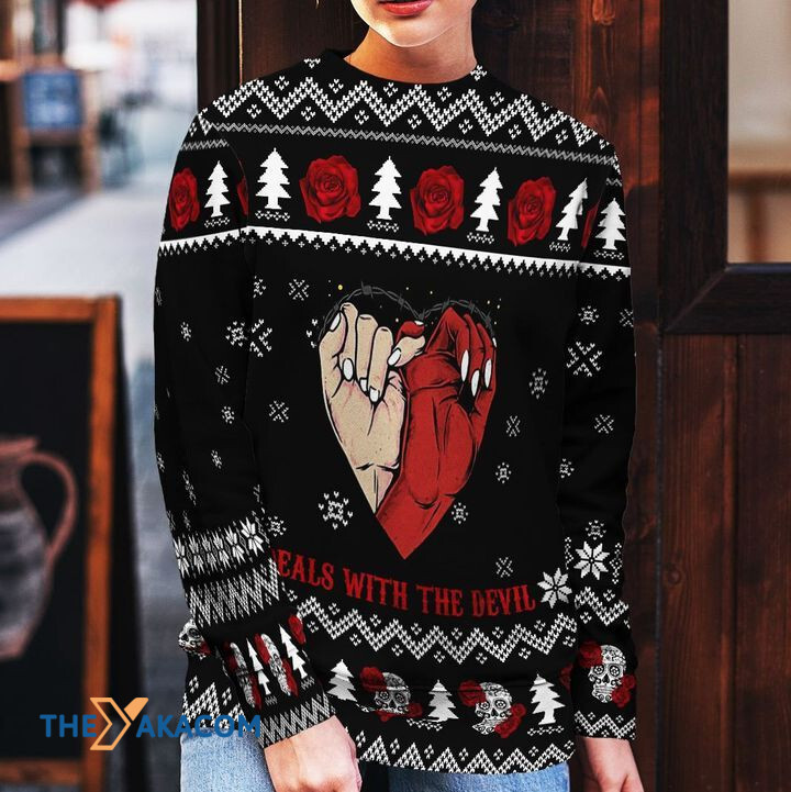 Merry Xmas Deals With The Devil Awesome Gift For Christmas Ugly Christmas Sweater