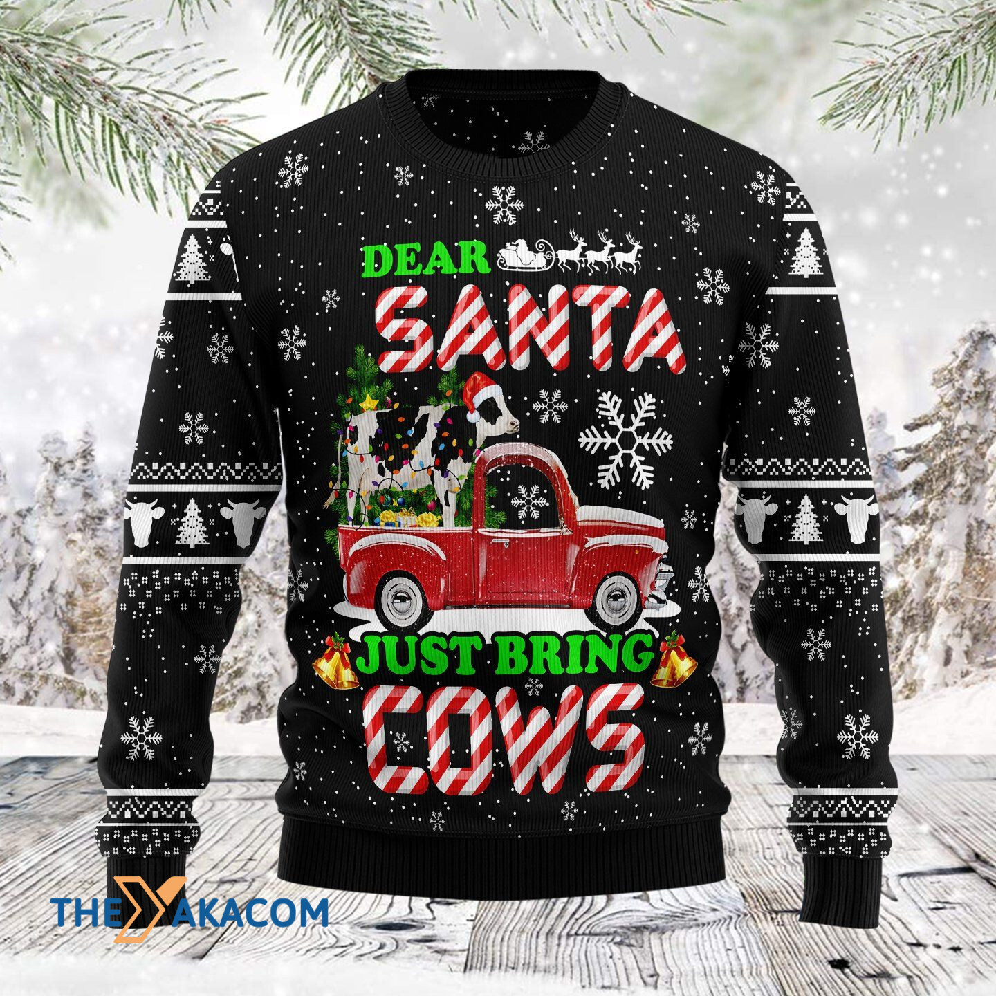 Merry Xmas Dear Santa Just Bring Cow Awesome Gift For Christmas Ugly Christmas Sweater