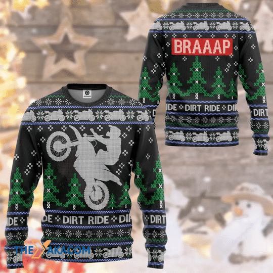 Merry Xmas Dirt Ride Braaap Vintage Gift For Christmas Party Ugly Christmas Sweater