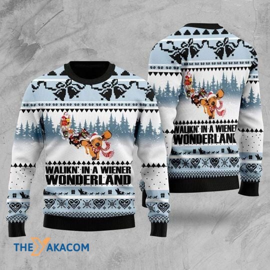 Merry Xmas Dog Lover Walking In A Wiener Wonderland For Dachshund With Awesome Pattern Ugly Christmas Sweater