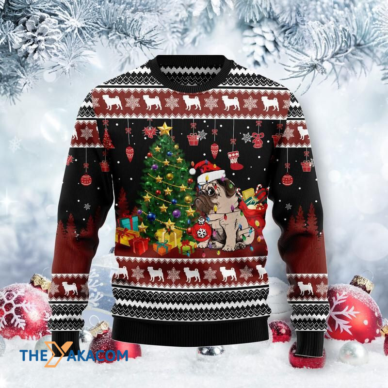 Merry Xmas Dog Lover With Adorable Pug Awesome Gift For Christmas Ugly Christmas Sweater