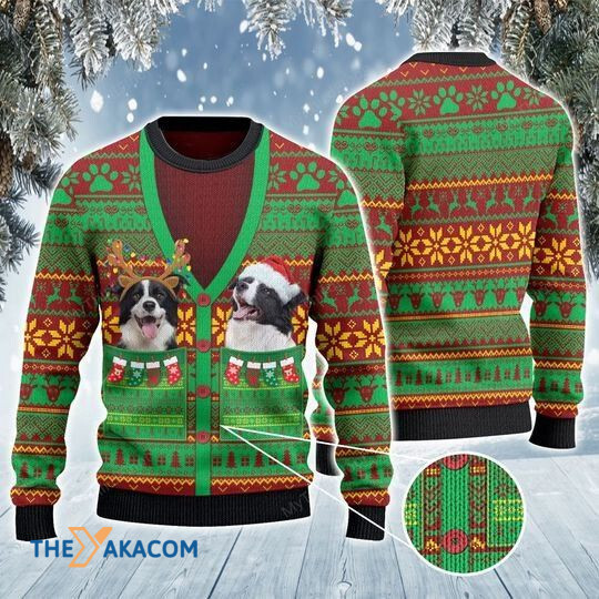 Merry Xmas Dog Lovers Border Collie Cardigan Costume Awesome Gift For Christmas Ugly Christmas Sweater