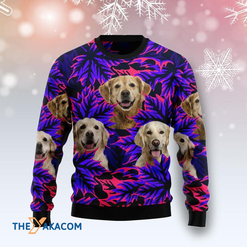 Merry Xmas Dog Lovers Golden Retriever Leaves Awesome Gift For Christmas Ugly Christmas Sweater