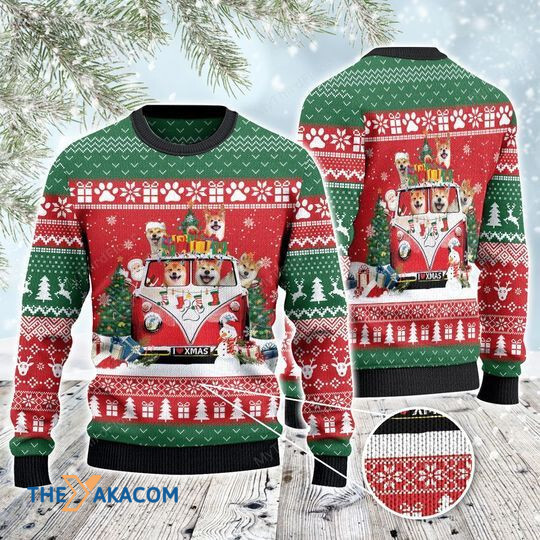 Merry Xmas Dog Lovers Shiba Inu Family Van Awesome Gift For Christmas Ugly Christmas Sweater