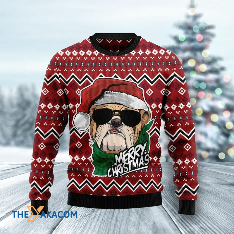 Merry Xmas Dog Lovers Super Cool Bulldog Awesome Gift For Christmas Ugly Christmas Sweater