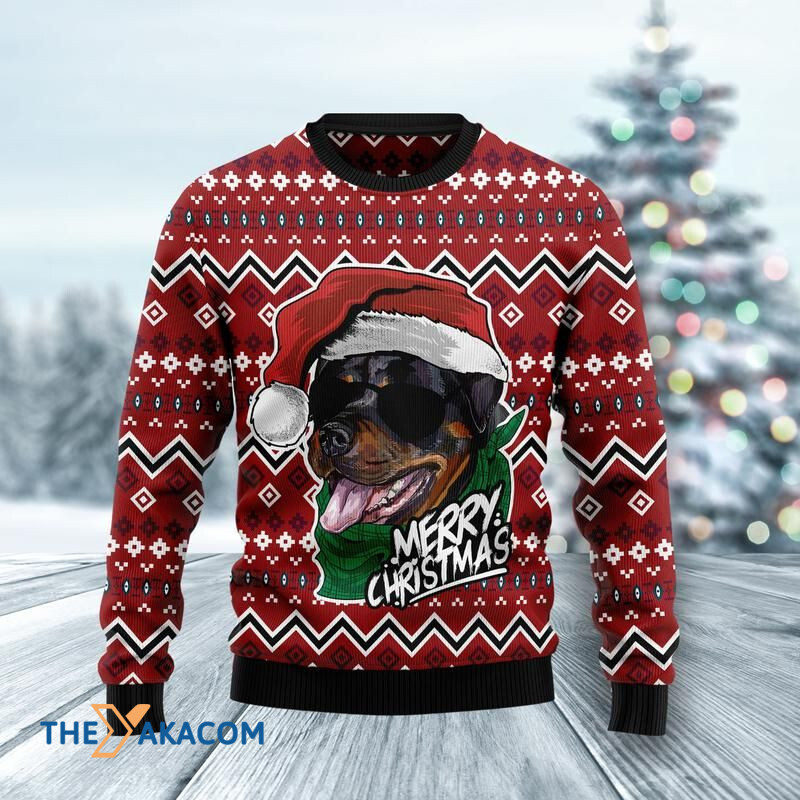 Merry Xmas Dog Lovers Super Cool Rottweiler Awesome Gift For Christmas Ugly Christmas Sweater