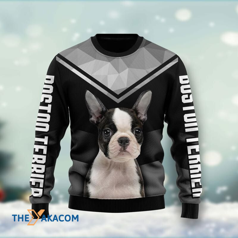 Merry Xmas Dog Lovers With Black And White Boston Terrier Awesome Gift For Christmas Ugly Christmas Sweater