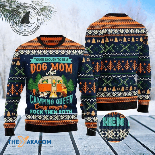 Merry Xmas Dog Mom Camping Crazy Enough To Rock Them Both Gift For Christmas Party Ugly Christmas Sweater