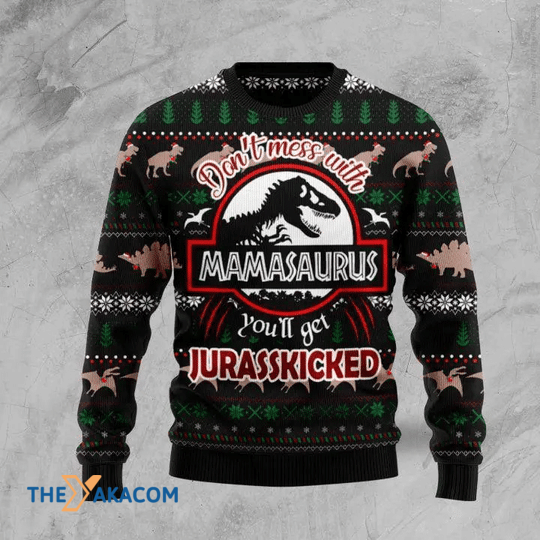 Merry Xmas Don't Russ With Mamasaurus Gift For Christmas Party Ugly Christmas Sweater