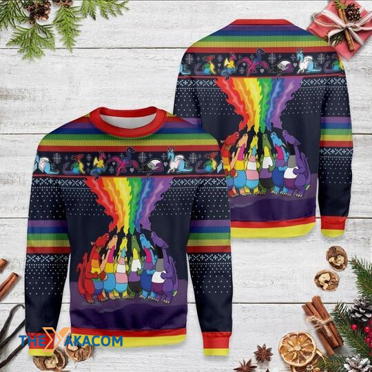 Merry Xmas Dragon Amazing Rainbow Gift For Christmas Party Ugly Christmas Sweater