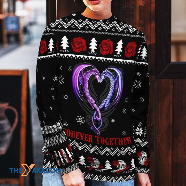 Merry Xmas Dragon Heart Forever Together Awesome Gift For Christmas Lovers Ugly Christmas Sweater