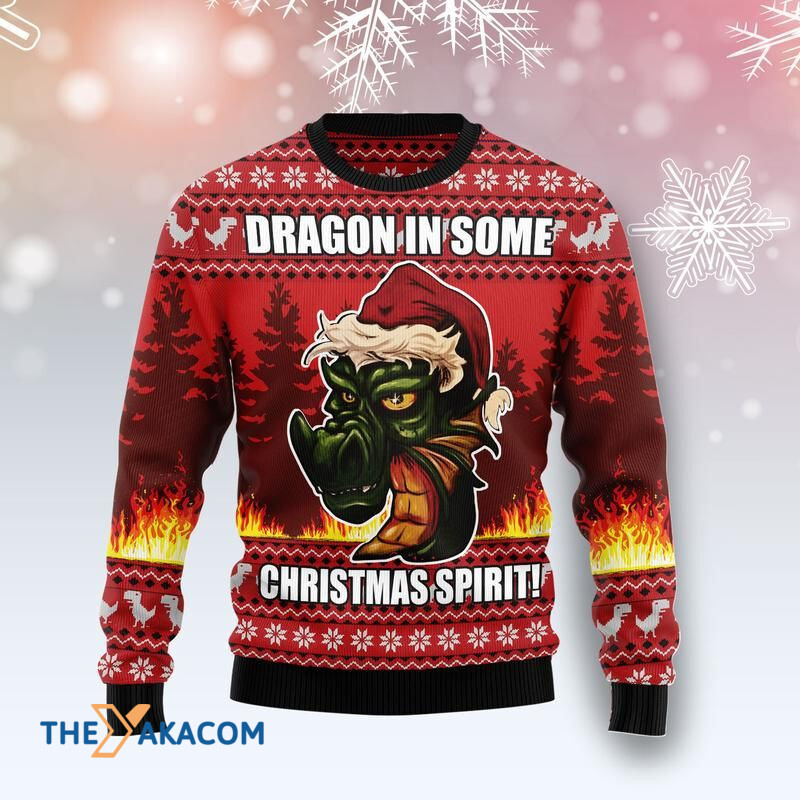 Merry Xmas Dragon In Some Christmas Spirit Awesome Gift For Christmas Ugly Christmas Sweater