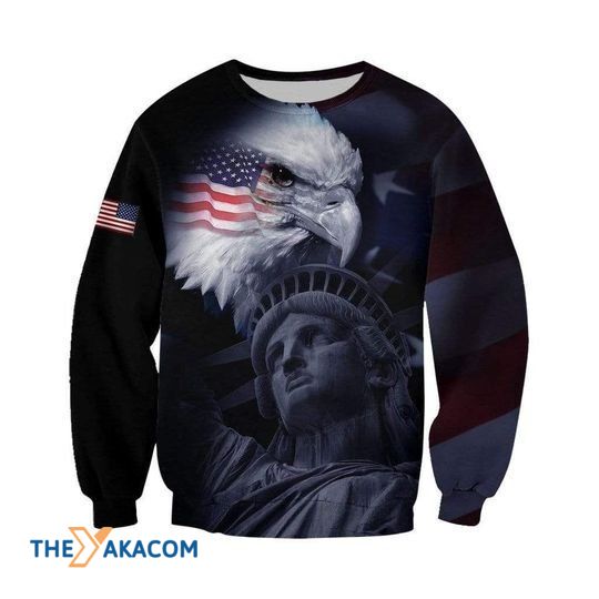 Merry Xmas Eagle Statue Of Liberty American Flag Veteran Special Pattern Christmas Sweater