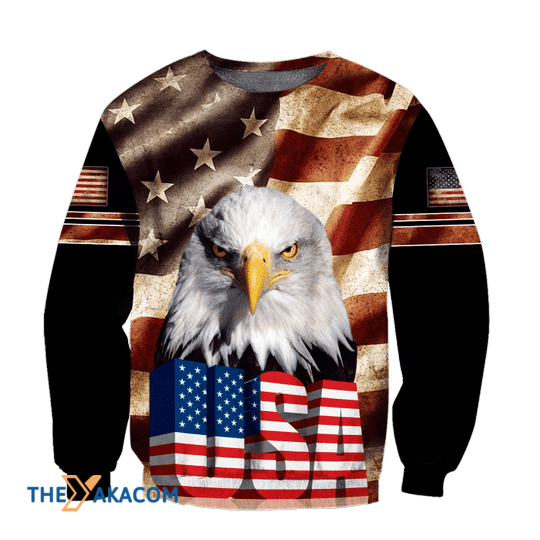 Merry Xmas Eagle USA Flag America Pride Ugly Christmas Sweater