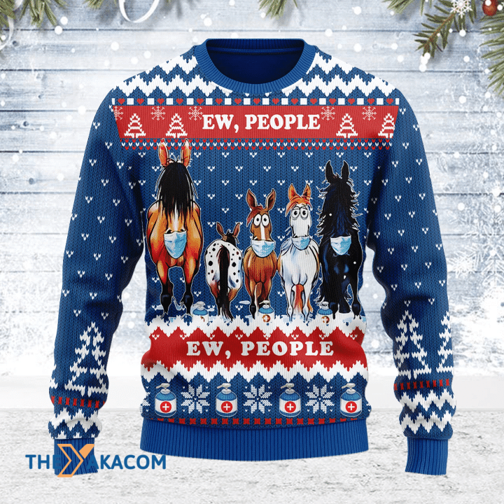 Merry Xmas Ew People The Group Of Horses Awesome Gift For Christmas Ugly Christmas Sweater